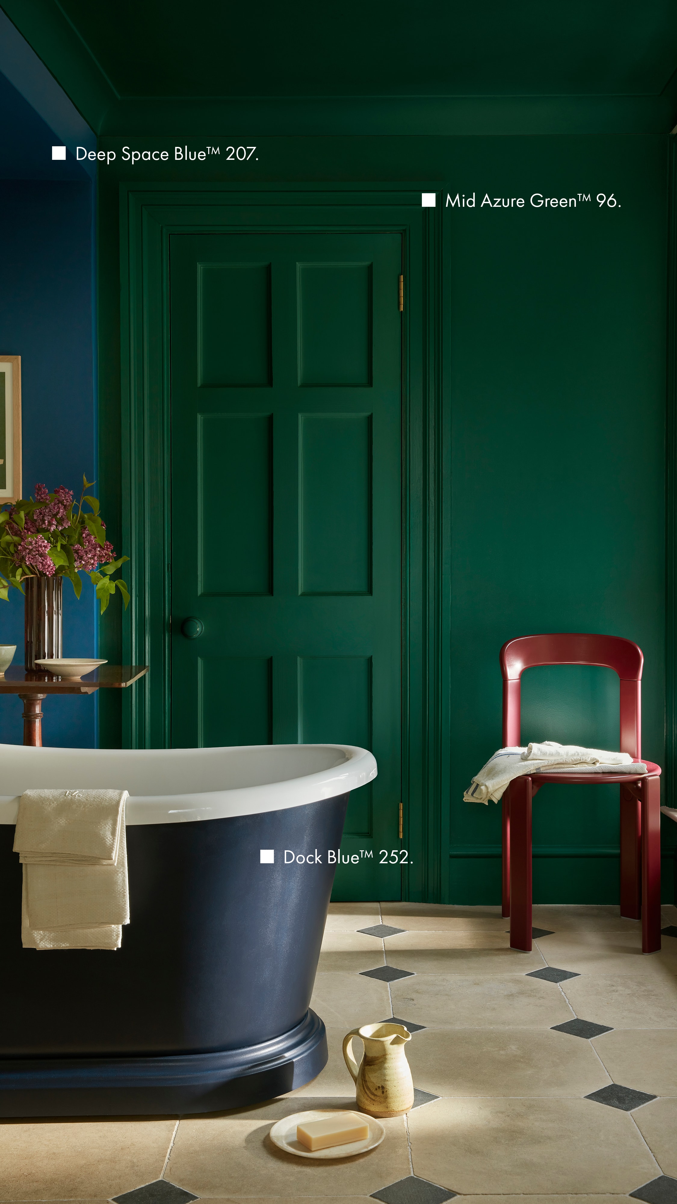 Deep Space Blue, Mid Azure Green, Dock Blue
